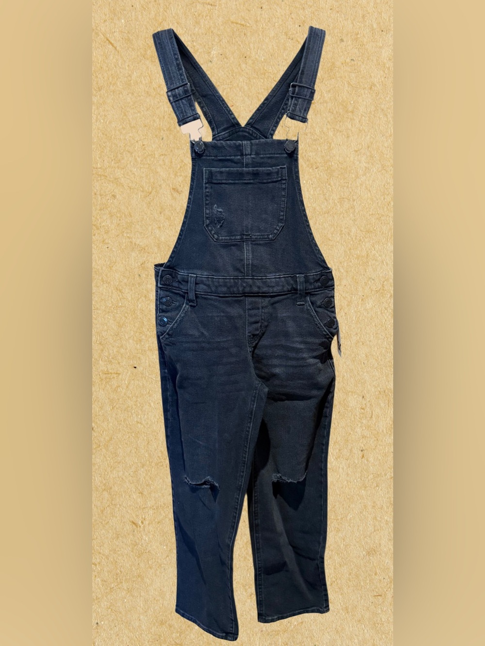 NWT SO® 90S Loose Fit Denim Overalls Black Distressed- Size 10 Junior